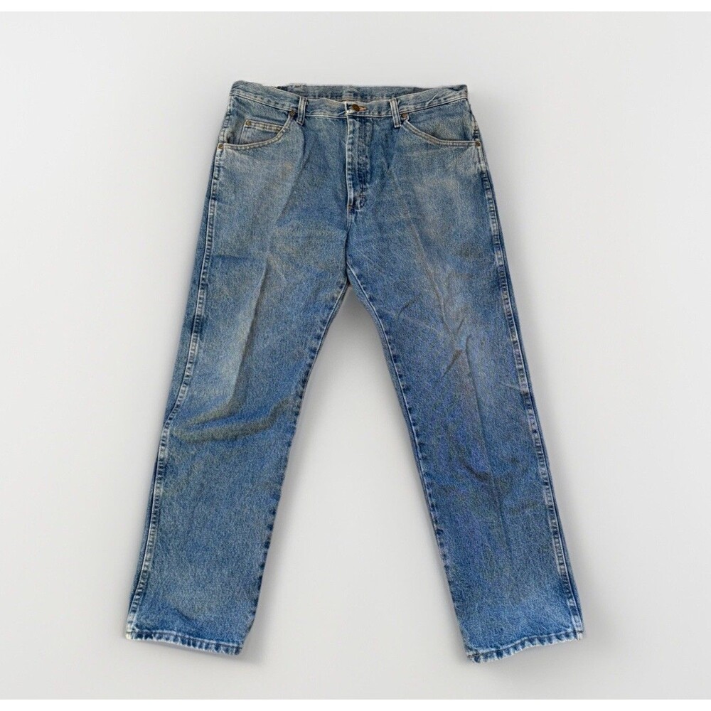 Wrangler Jeans Mens 38x30 Blue Denim Premium Quality Regular Fit 100% Cotton